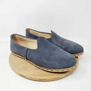 Sabah Shoes Womens 39 Blue Leather Slip On Loafer Lightweight Turkey