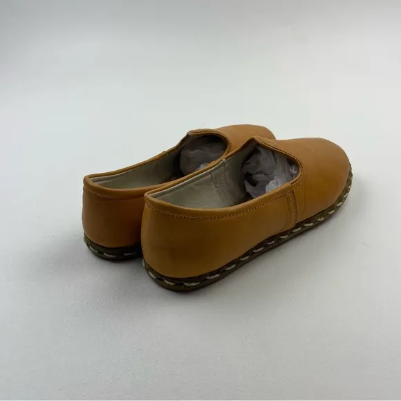 Sabah Womens Size EU 39 US 7.5-8 Mustard Yellow Leather Slip On Handmade Shoes