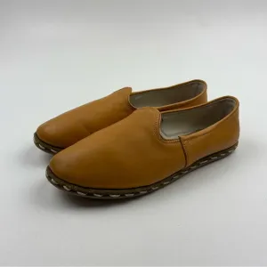 Sabah Womens Size EU 39 US 7.5-8 Mustard Yellow Leather Slip On Handmade Shoes