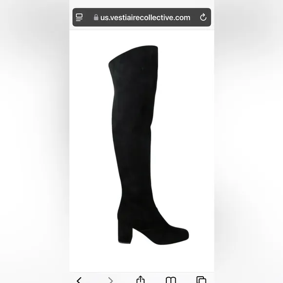 Saint Laurent Black Suede Over the Knee Boots with Block Heel