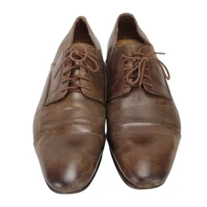 Saks Fifth Ave Mens Fred Cap Toe Lace up Brown Leather Oxford Shoes Size 9M