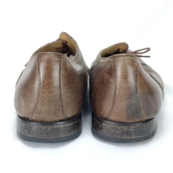 Saks Fifth Ave Mens Fred Cap Toe Lace up Brown Leather Oxford Shoes Size 9M