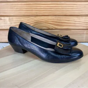 Salvatore Ferragamo Black Leather Classic Low Heels Pumps Slip-on Women's 7 US