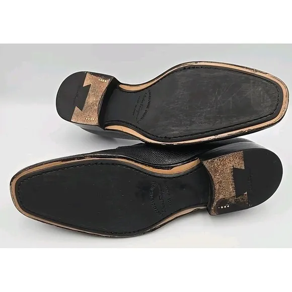 Salvatore Ferragamo black pebbled leather penny loafer UG 97447 M 16 Size  8.5 U