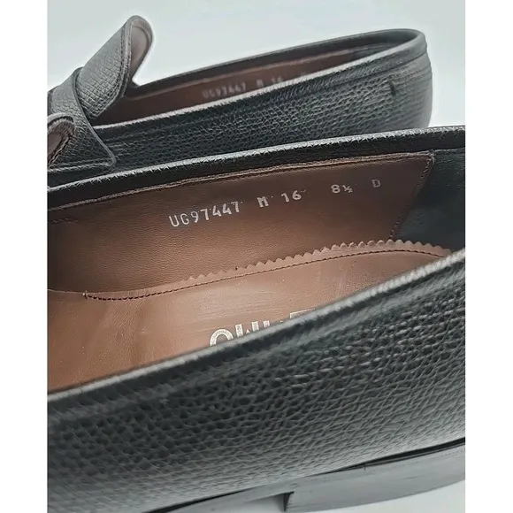 Salvatore Ferragamo black pebbled leather penny loafer UG 97447 M 16 Size  8.5 U