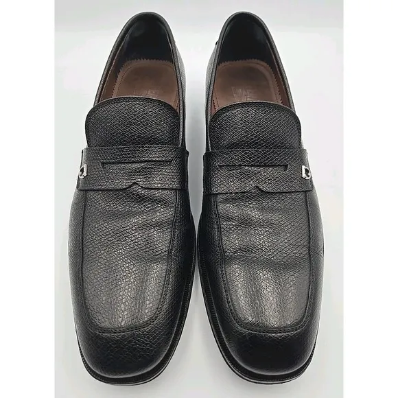 Salvatore Ferragamo black pebbled leather penny loafer UG 97447 M 16 Size  8.5 U