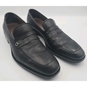 Salvatore Ferragamo black pebbled leather penny loafer UG 97447 M 16 Size  8.5 U