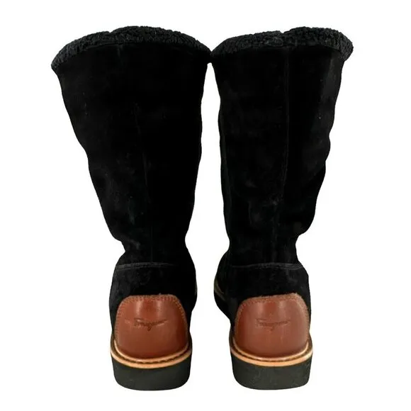Salvatore Ferragamo Black Suede Shearling Lined Boots Size 5.5 M