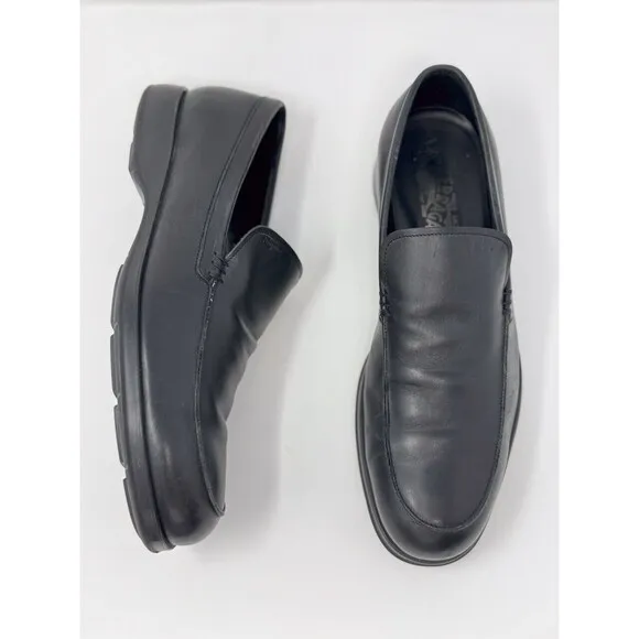Salvatore Ferragamo Men Shoes Florence Black Leather Penny Loafer Slip On 10.5 D