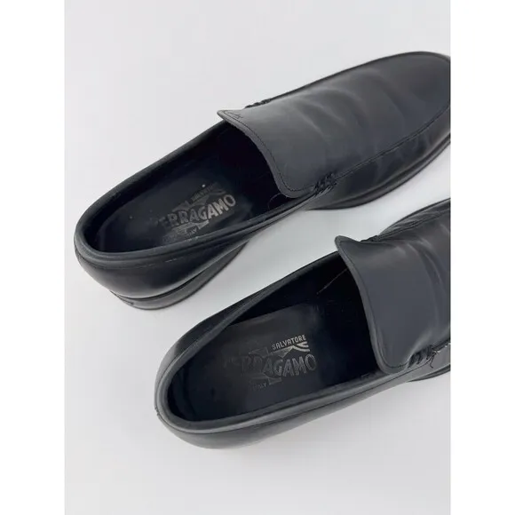 Salvatore Ferragamo Men Shoes Florence Black Leather Penny Loafer Slip On 10.5 D