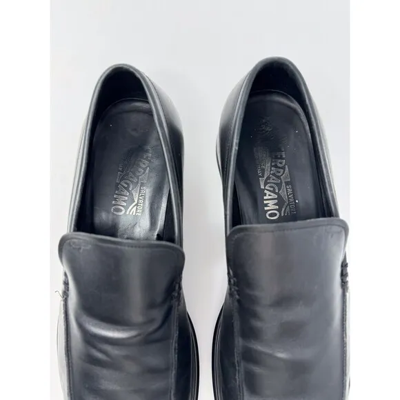Salvatore Ferragamo Men Shoes Florence Black Leather Penny Loafer Slip On 10.5 D