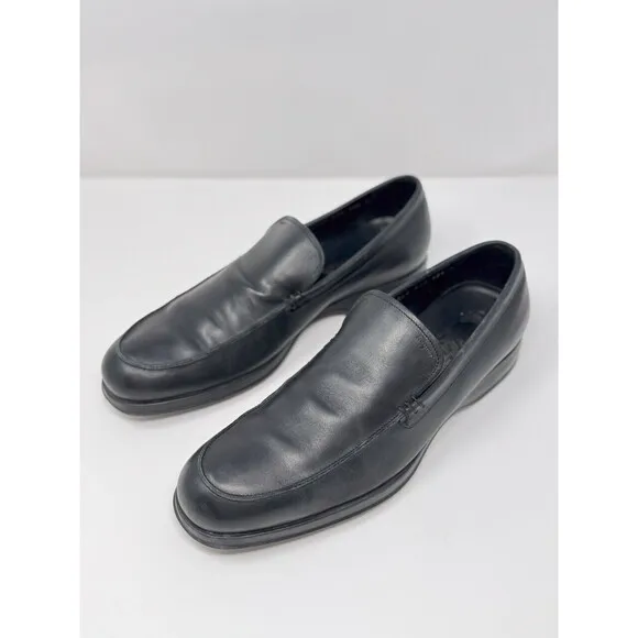 Salvatore Ferragamo Men Shoes Florence Black Leather Penny Loafer Slip On 10.5 D