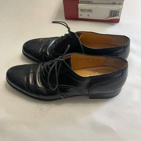 Salvatore Ferragamo Sondrio Black Leather Oxfords Shoes Size 10 B