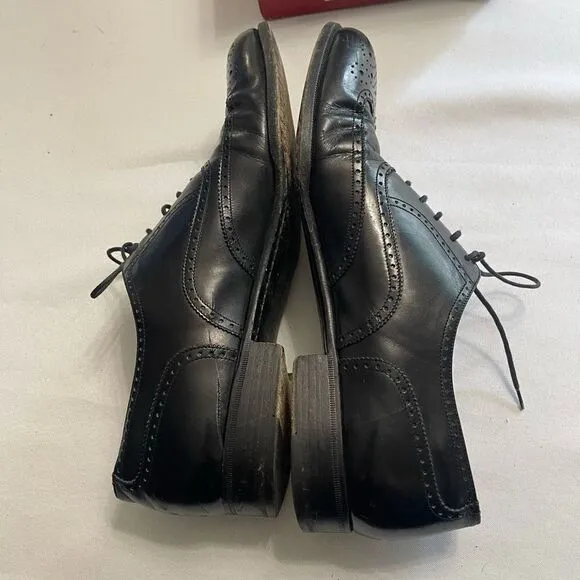 Salvatore Ferragamo Sondrio Black Leather Oxfords Shoes Size 10 B
