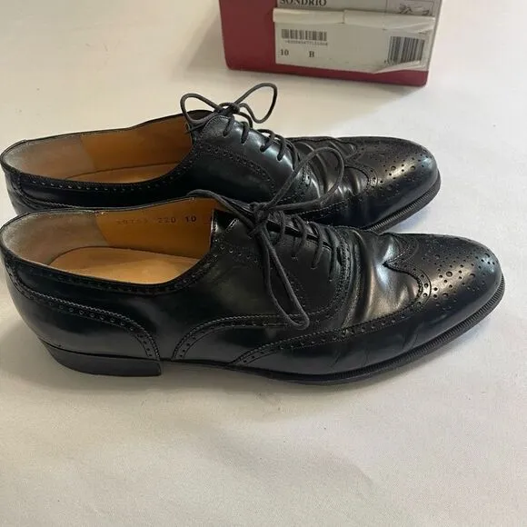 Salvatore Ferragamo Sondrio Black Leather Oxfords Shoes Size 10 B