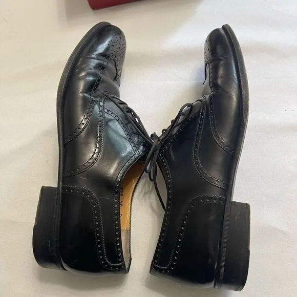 Salvatore Ferragamo Sondrio Black Leather Oxfords Shoes Size 10 B