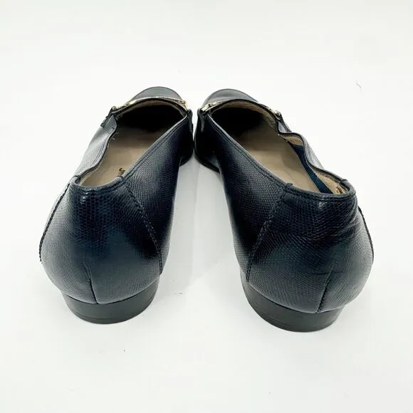 Salvatore Ferragamo Womens Shoes 8.5 Black Leather Loafer Y2K 90s Gold Hardware