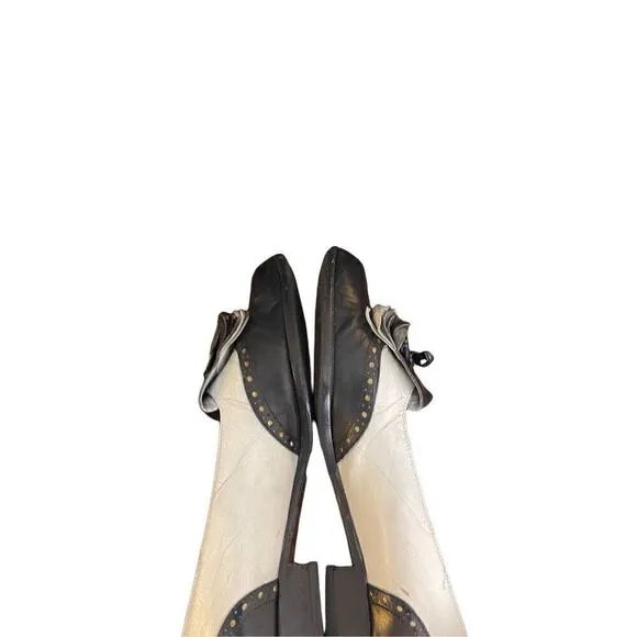 Salvatore Ferragamo Womens 5.5B Spectator Leather Loafers Shoes Black White