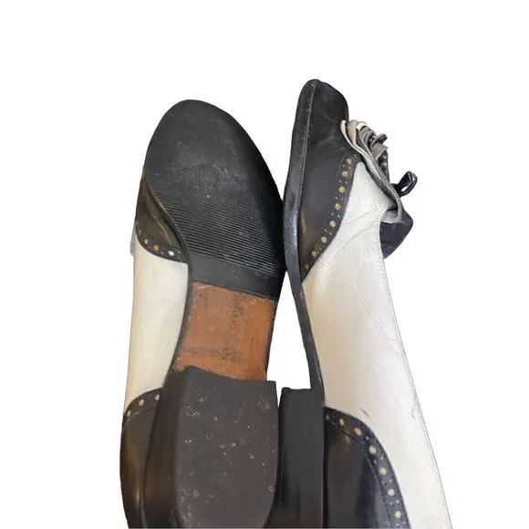 Salvatore Ferragamo Womens 5.5B Spectator Leather Loafers Shoes Black White