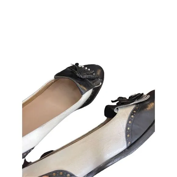 Salvatore Ferragamo Womens 5.5B Spectator Leather Loafers Shoes Black White