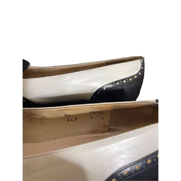 Salvatore Ferragamo Womens 5.5B Spectator Leather Loafers Shoes Black White