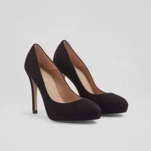 SAM EDELMAN Black Pointed Toe Suede Platform Stiletto Heels Leather Shoes Sz 7