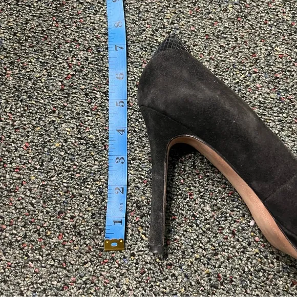 SAM EDELMAN Black Pointed Toe Suede Platform Stiletto Heels Leather Shoes Sz 7