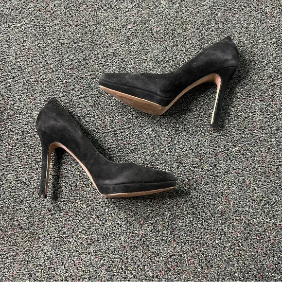 SAM EDELMAN Black Pointed Toe Suede Platform Stiletto Heels Leather Shoes Sz 7