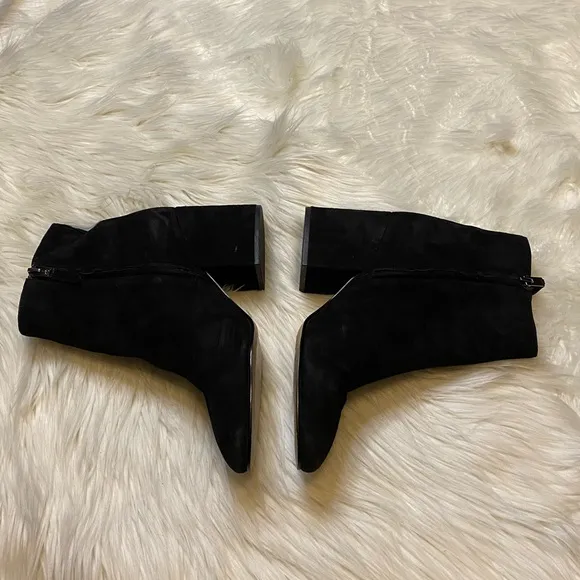 Sam Edelman black suede leather size 10 heeled ankle booties boots