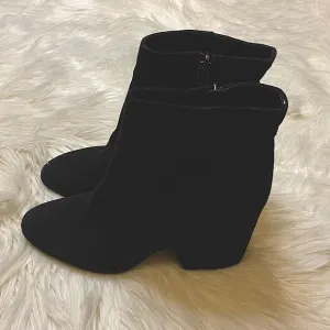 Sam Edelman black suede leather size 10 heeled ankle booties boots