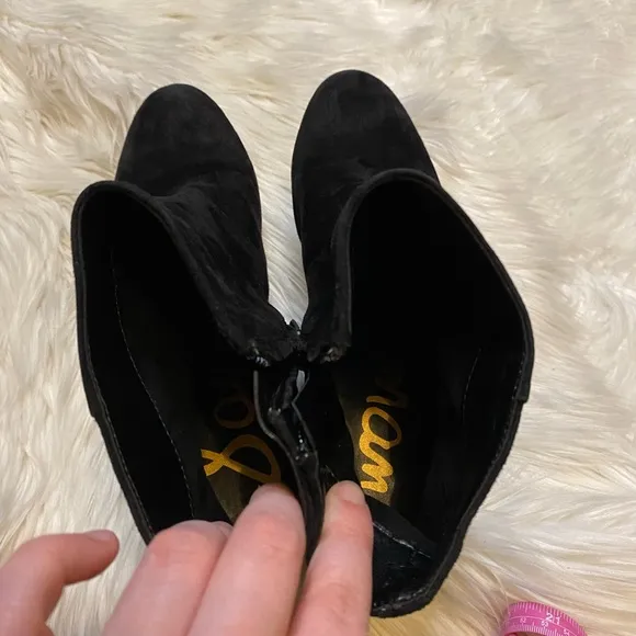 Sam Edelman black suede leather size 10 heeled ankle booties boots