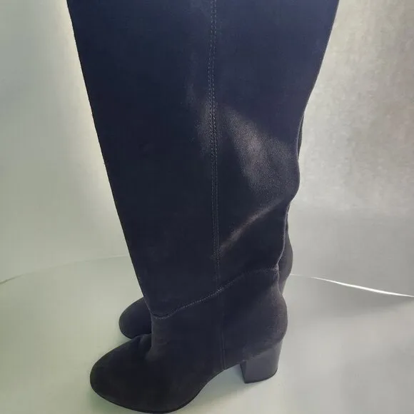 Sam Edelman Caprise Gray Suede Pull On Heeled Knee High Boots Size 8.5M