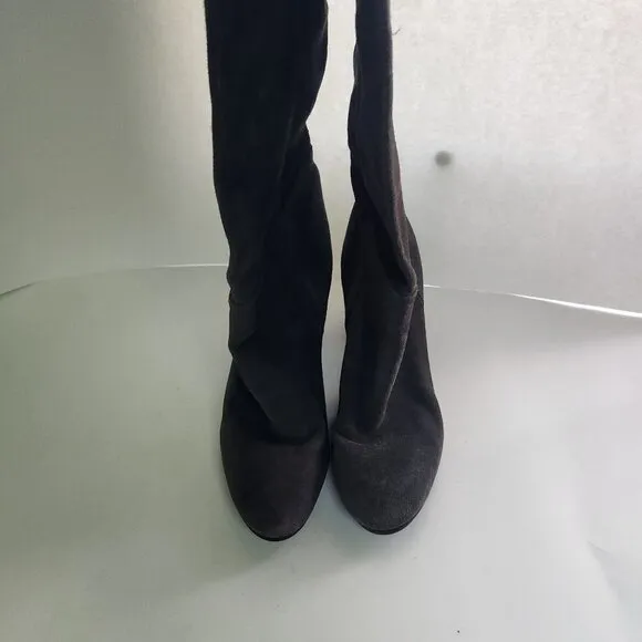 Sam Edelman Caprise Gray Suede Pull On Heeled Knee High Boots Size 8.5M