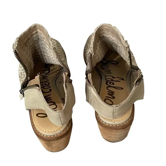 Sam Edelman Cooper Woven Leather Peep Toe Sandals Size 6.5 Block Heel