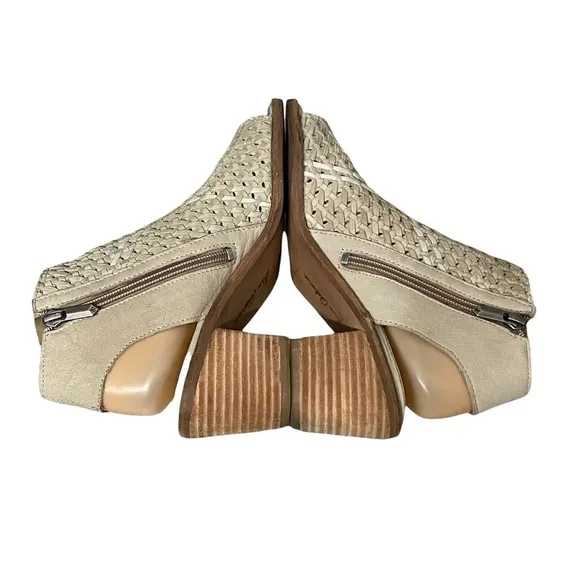Sam Edelman Cooper Woven Leather Peep Toe Sandals Size 6.5 Block Heel
