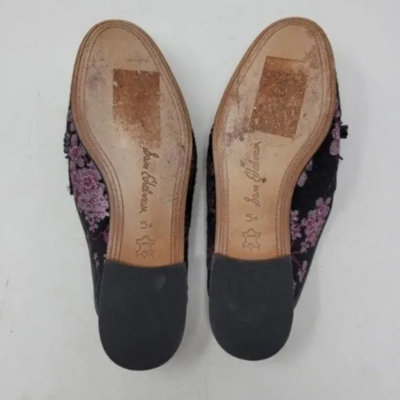 Sam Edelman | Leather Paris Jacquard Floral Cherry Blossom Mules Black Pink