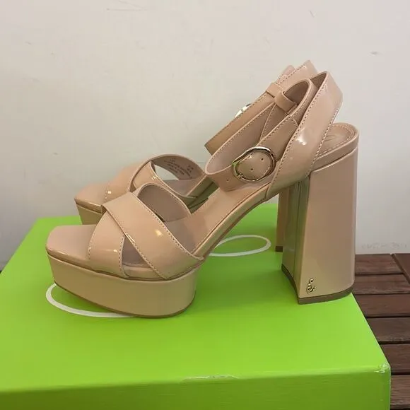 Sam Edelman Nolita Platform Sandals Beige US Women Size 9.5/UK 6.5/EU 39.5($150)