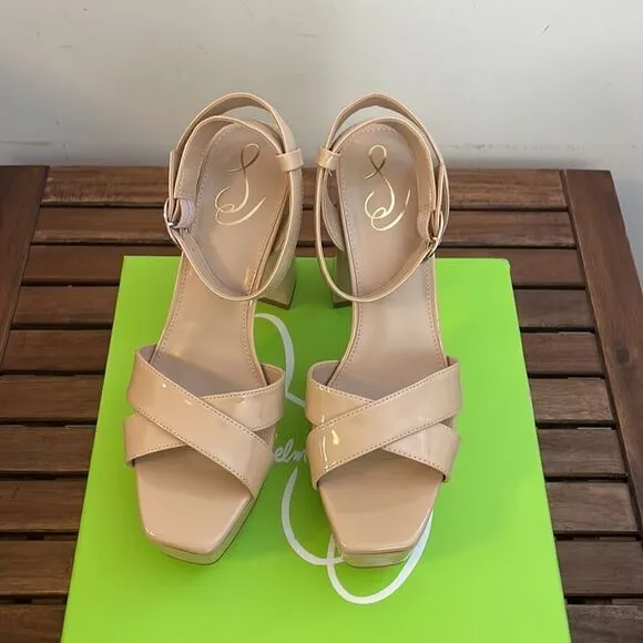 Sam Edelman Nolita Platform Sandals Beige US Women Size 9.5/UK 6.5/EU 39.5($150)
