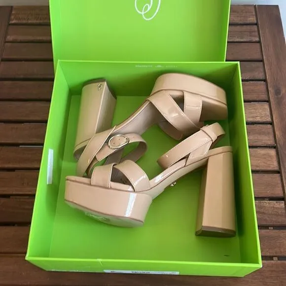 Sam Edelman Nolita Platform Sandals Beige US Women Size 9.5/UK 6.5/EU 39.5($150)