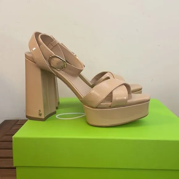Sam Edelman Nolita Platform Sandals Beige US Women Size 9.5/UK 6.5/EU 39.5($150)