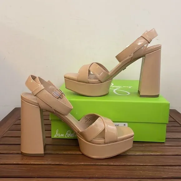 Sam Edelman Nolita Platform Sandals Beige US Women Size 9.5/UK 6.5/EU 39.5($150)