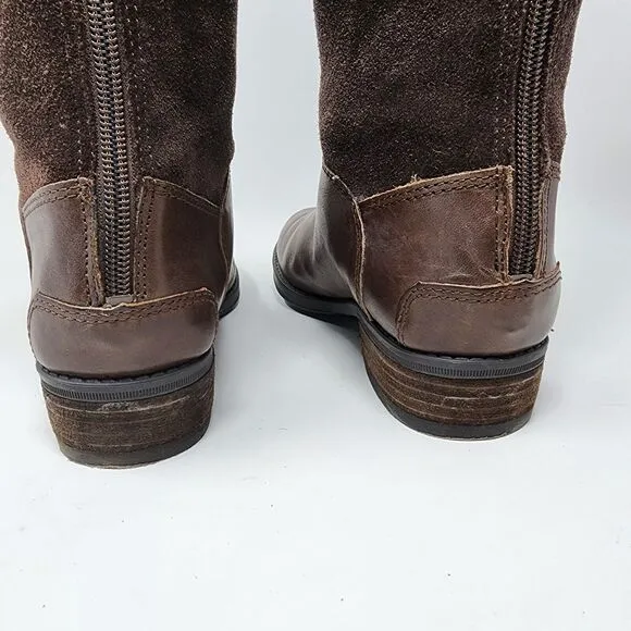 Sam Edelman Riding Boots Women 6M Pembrooke Brown Leather &amp; Suede Full Zip