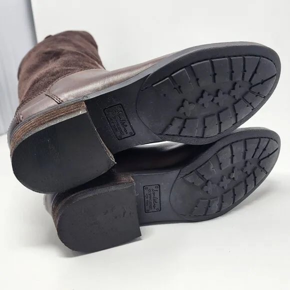 Sam Edelman Riding Boots Women 6M Pembrooke Brown Leather &amp; Suede Full Zip