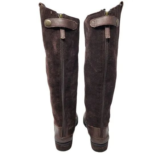 Sam Edelman Riding Boots Women 6M Pembrooke Brown Leather &amp; Suede Full Zip