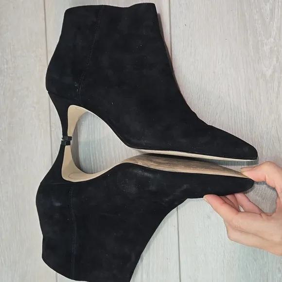 Sam Edelman Women Kinzey Black Suede Ankle Boots Shoes Sz 8.5M