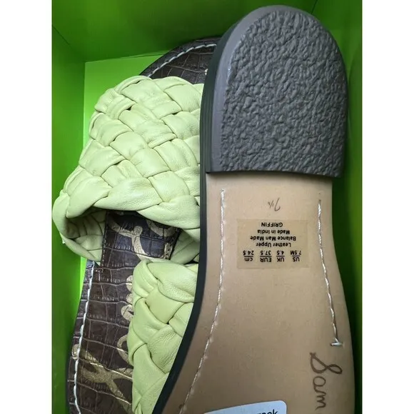Sam Edelman Women's Griffin Woven Slide Sandals Size 7.5 Color Butter Yellow New