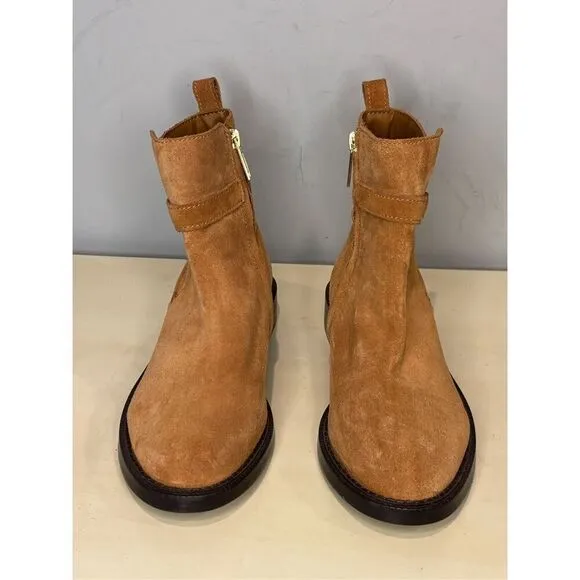 Sam Edelman Women's Nolynn Buckle Zipper Ankle Boots in Saddle Suede Sz 7.5M