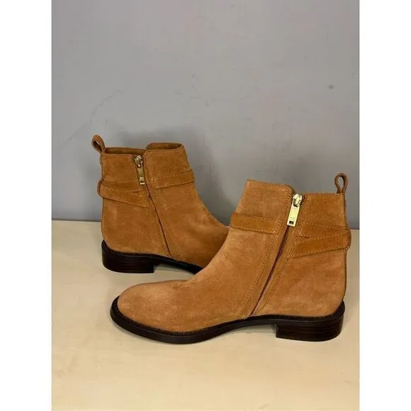Sam Edelman Women's Nolynn Buckle Zipper Ankle Boots in Saddle Suede Sz 7.5M