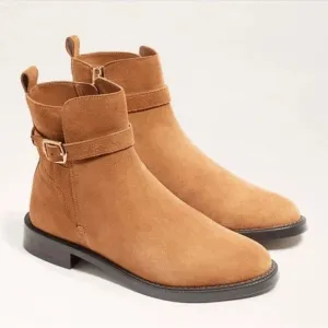 Sam Edelman Women's Nolynn Buckle Zipper Ankle Boots in Saddle Suede Sz 7.5M