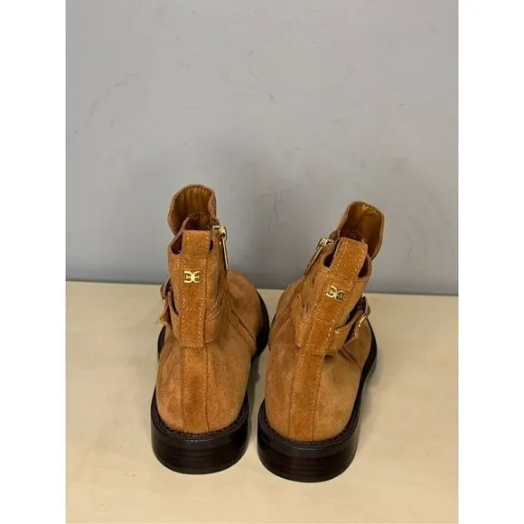 Sam Edelman Women's Nolynn Buckle Zipper Ankle Boots in Saddle Suede Sz 7.5M